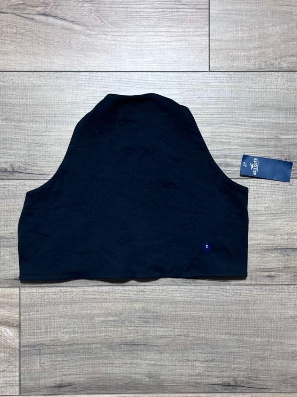 Hollister Womens Cropped Open Back Halter Tank Top Size Small Black